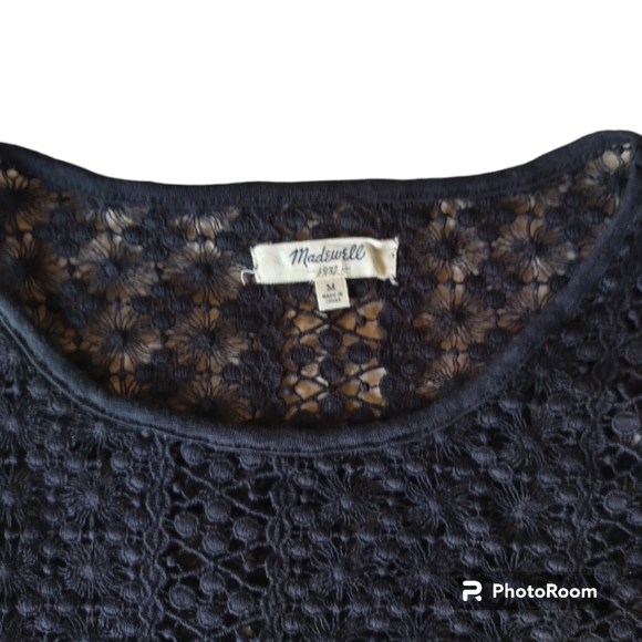 🖤MADEWELL CROCHET SHORT SLEEVE BLOUSE SIZE MEDIUM 🖤 - Picture 7 of 9